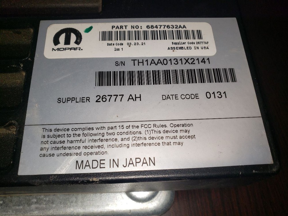 2021 RAM AUDIO AMPLIFIER. PART NUMBER 68477632AA