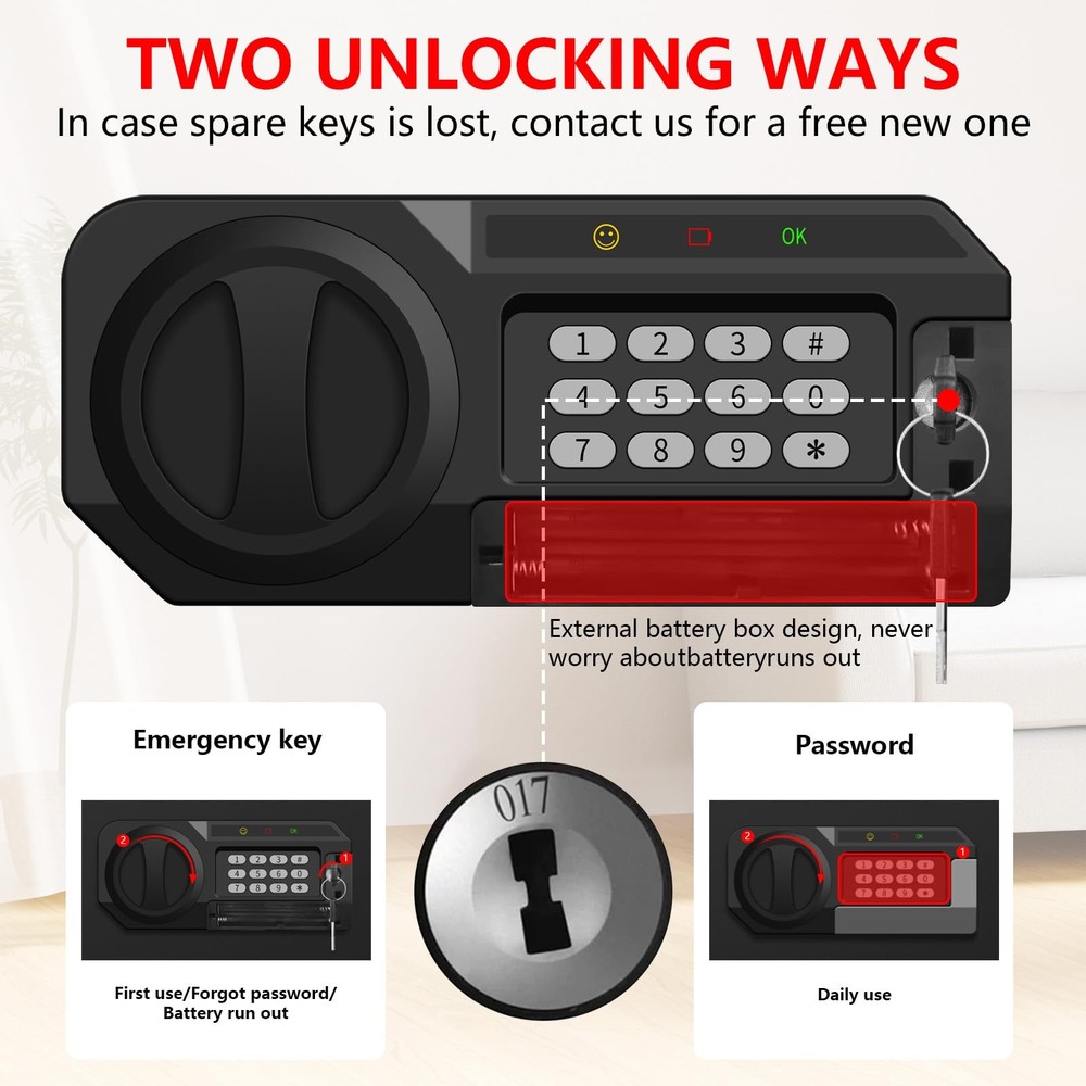 1.2 Cuft Safe Box Fireproof Waterproof, Digital Security Safes for