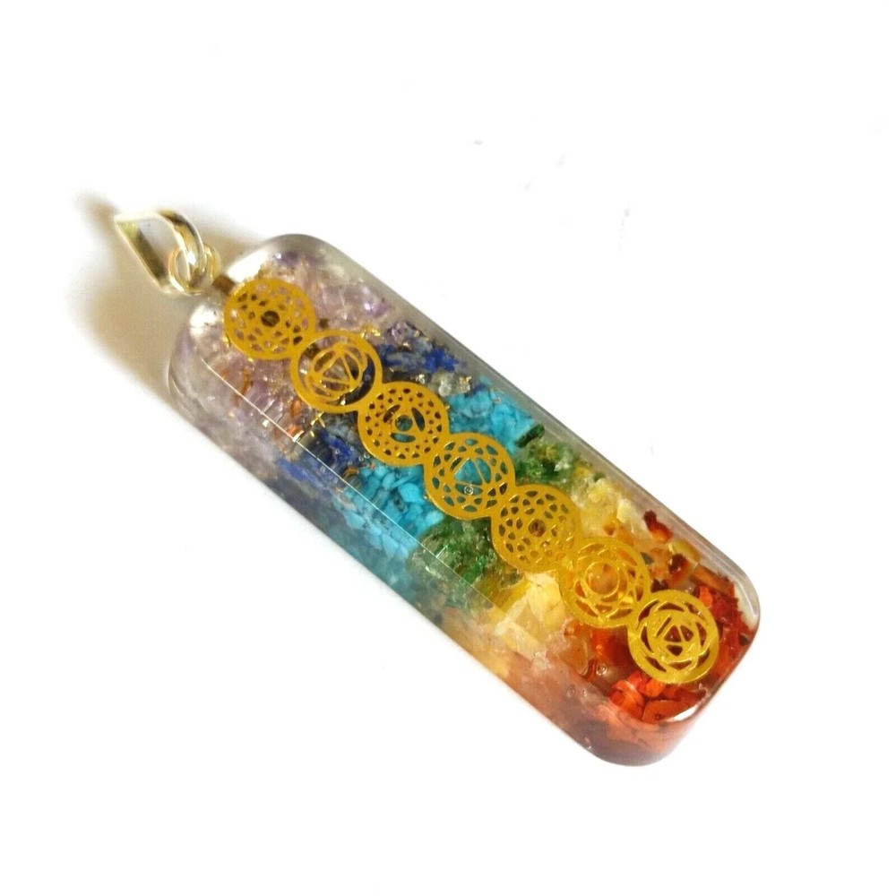 Seven Chakra Orgone Pendent with 7 Natural Gemstone