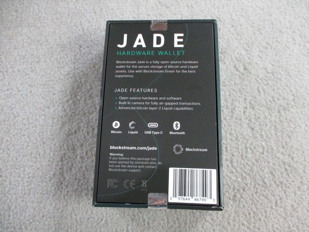 Blockstream Jade Hardware Wallet Cryptocurrency Black Open-Source Bitcoin Liquid