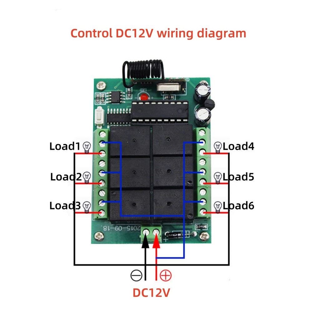 DC12V 6-Channel Relay RF Wireless Remote Control Switch Transmitter Receiver Set