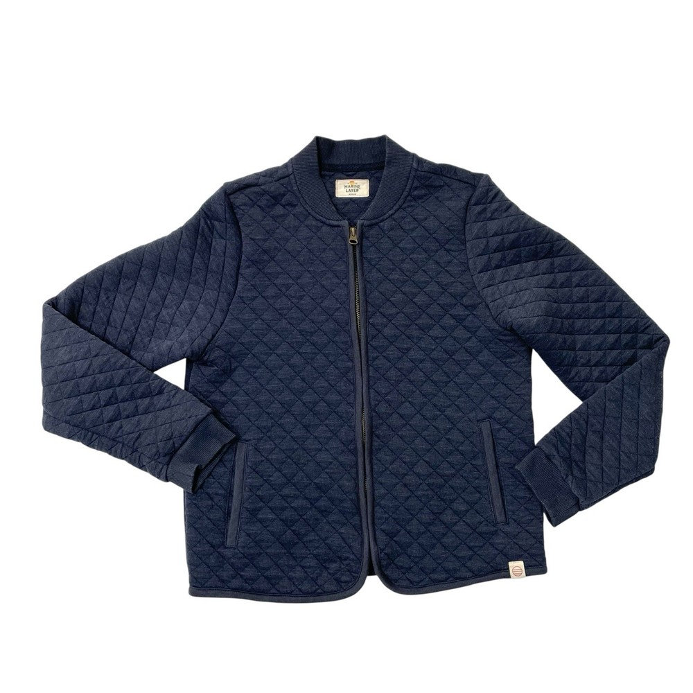 Marine Layer Quilted Bomber Jacket Full Zip Navy Blue WOMEN'S size Medium