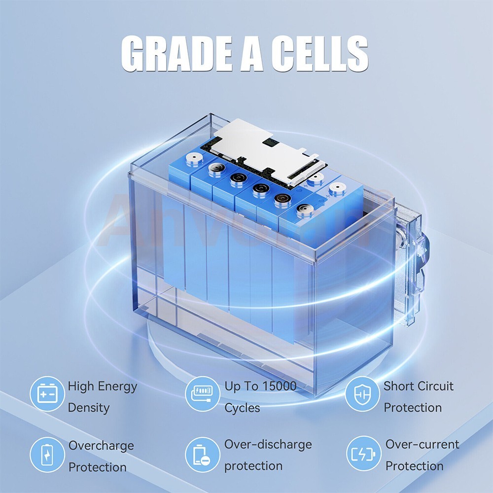 12V 100Ah LiFePO4 Lithium Battery Deep Cycles RV Marine Trolling Motors Off-grid