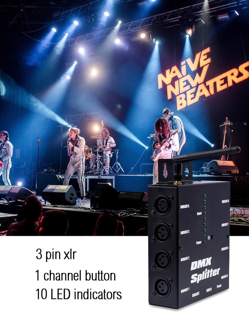8-Way Isolated DMX Splitter with 2.4G Wireless Receiver Function