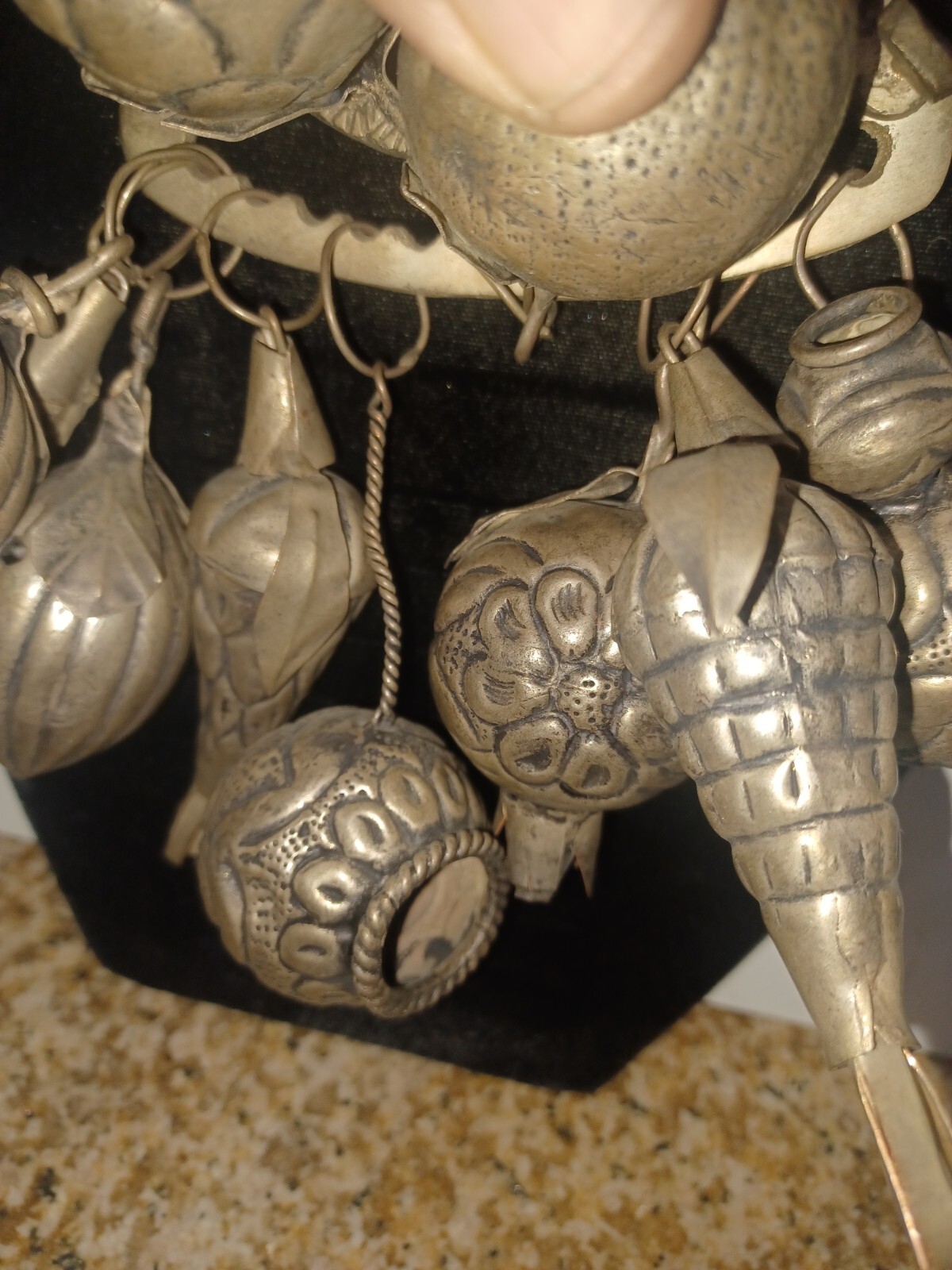 Brazilian Penca de Balangandan Silver on Brass 10 Charms Brazil