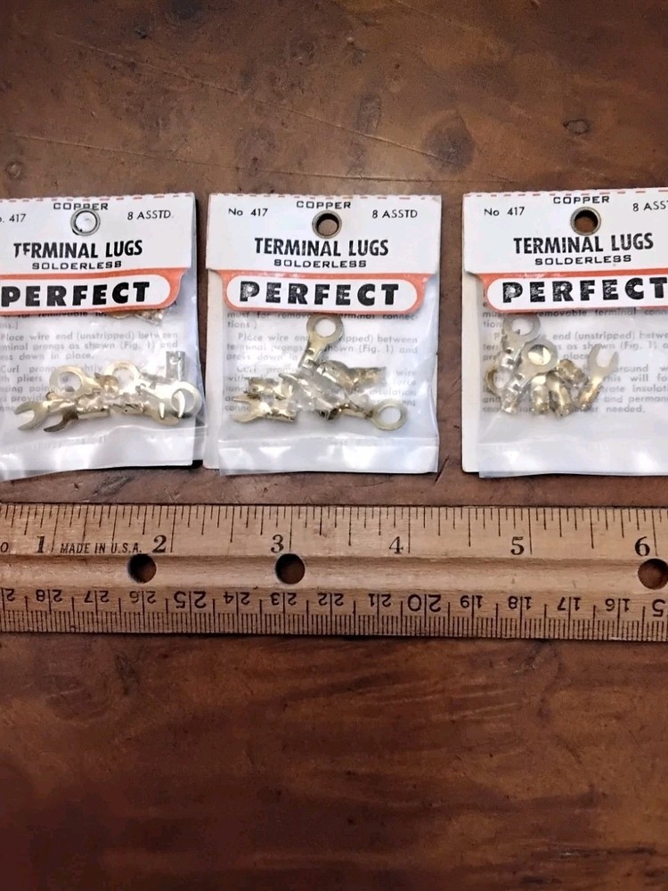 PERFECT #417 COPPER TERMINAL LUGS, ASSORTED,  3 NEW PKGS