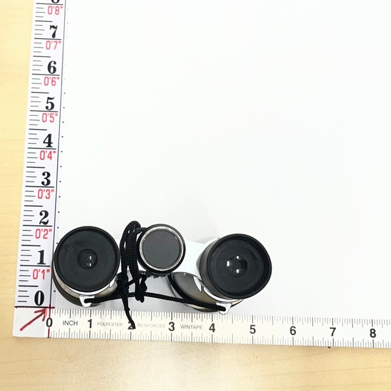 Compact Binoculars Silver Black With Neck Strap