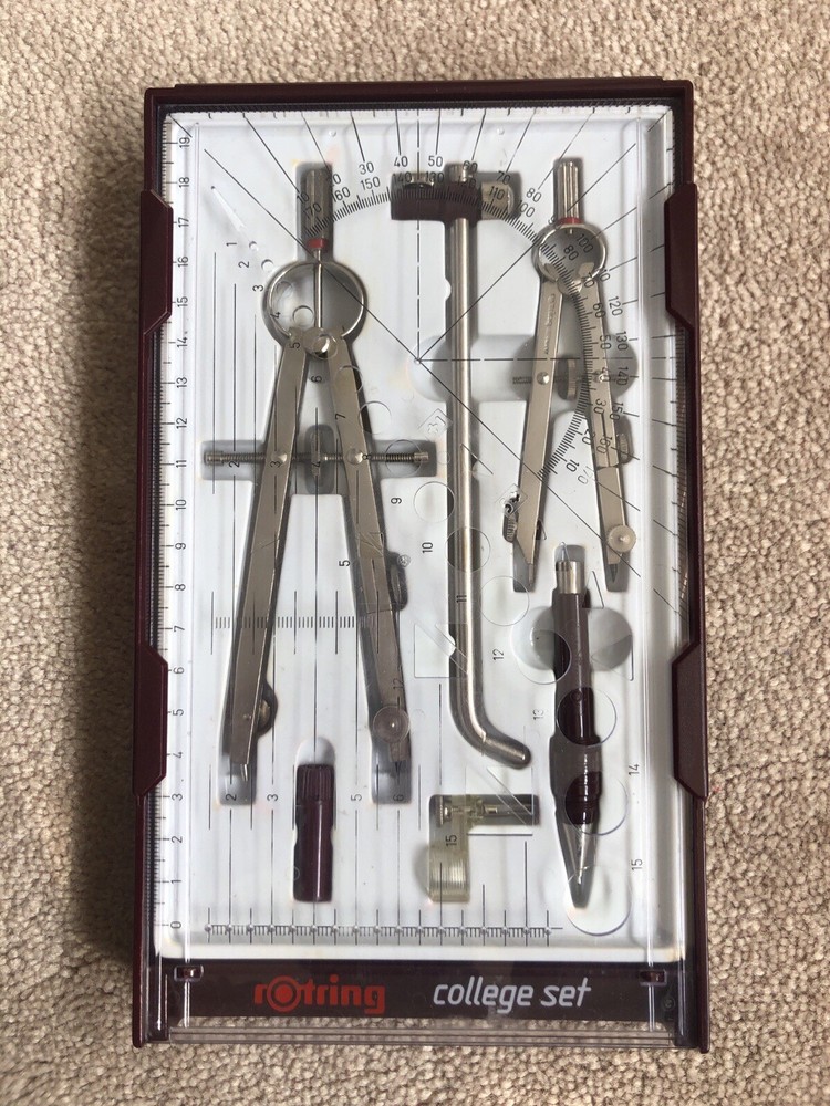 ROTRING VINTAGE MANUAL COMPASS SET ENGINEERING DRAWING DRAUGHTING