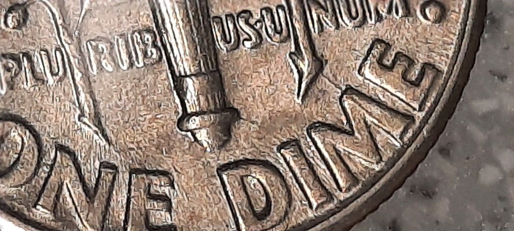 1993 P Roosevelt Dime Reverse Die Crack ERROR