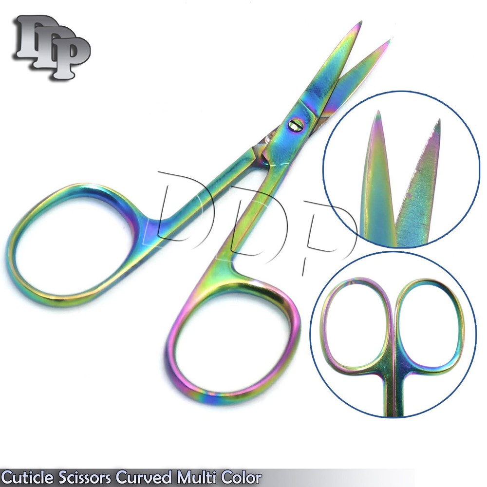 Mini Nail Cuticle Scissors 3.5'' Curved Multi Color BTS-202