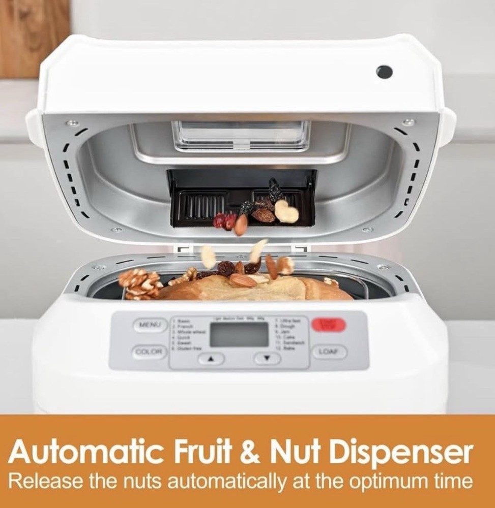 2lb Bread Machine with Auto Fruit Nut Dispenser