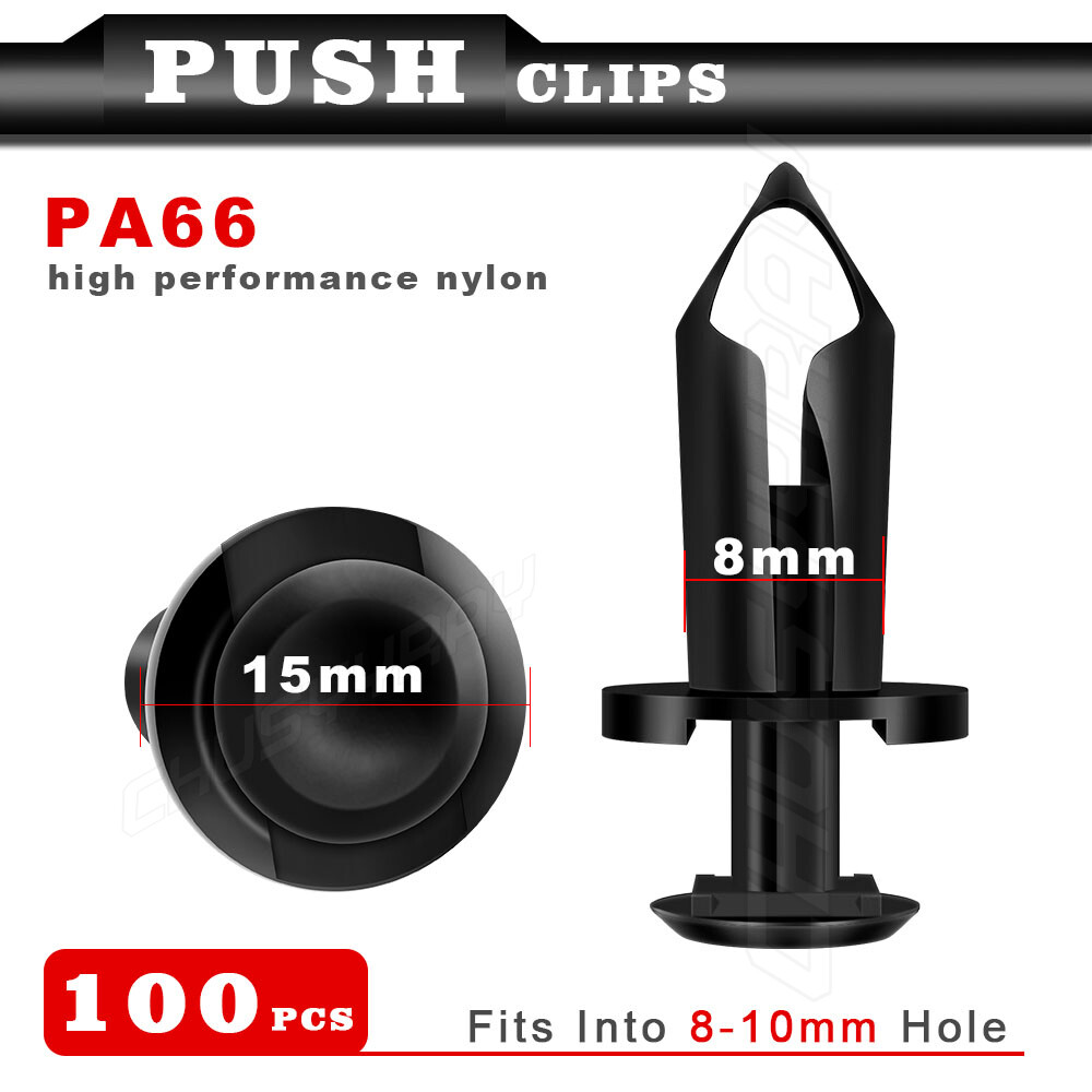 100x 8mm Fender Clips Body Rivets Push Pin for ATV HONDA TRX300EX 450R Rancher