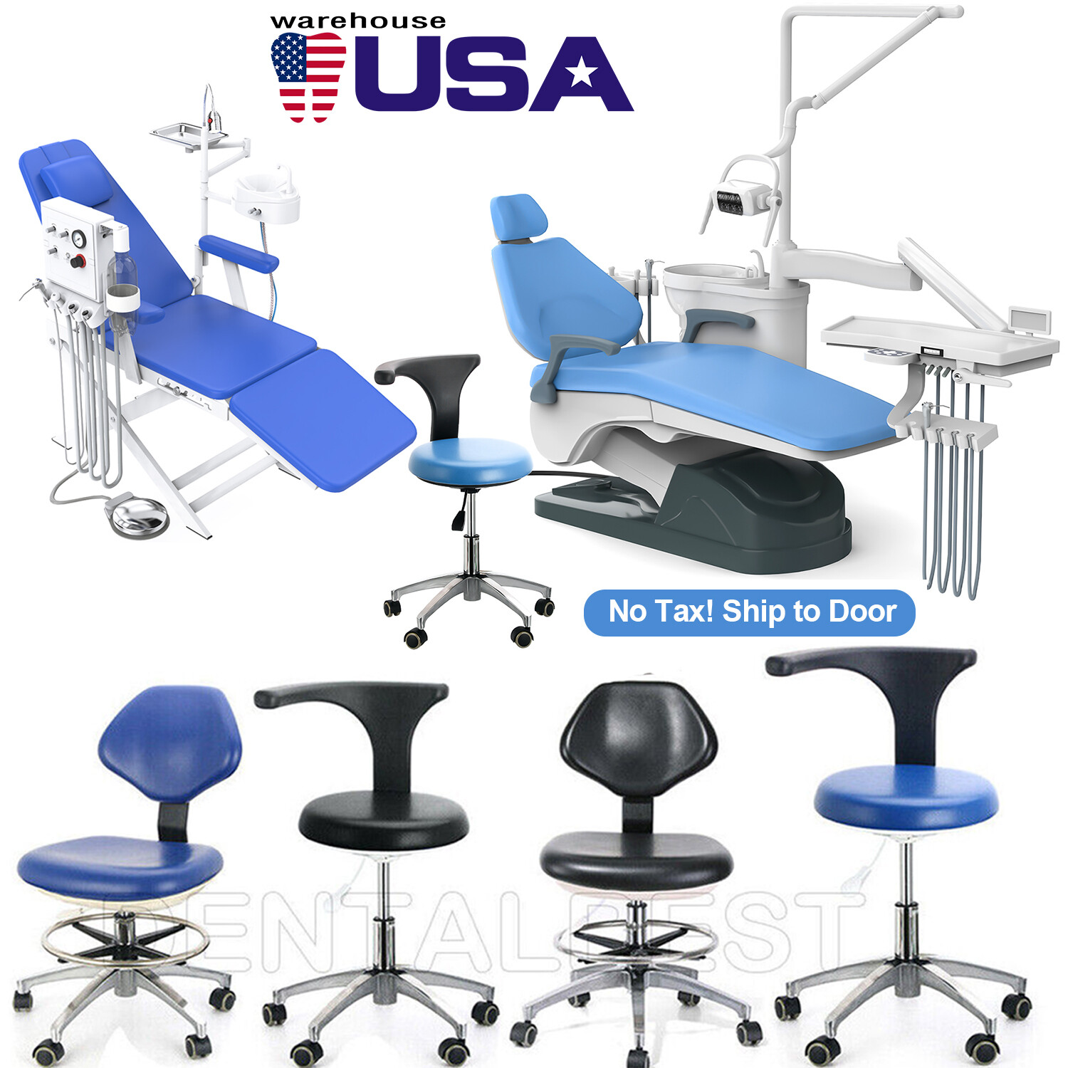 Sillón Unidad Dental Controlado por Ordenador+Taburete/Sillón Plegable Turbina