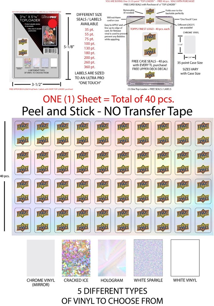 ONE TOUCH STICKERS FREE UPPER DECK LABELS UPPER DECK BLUE YELLOW  LOGO  UD CARDS