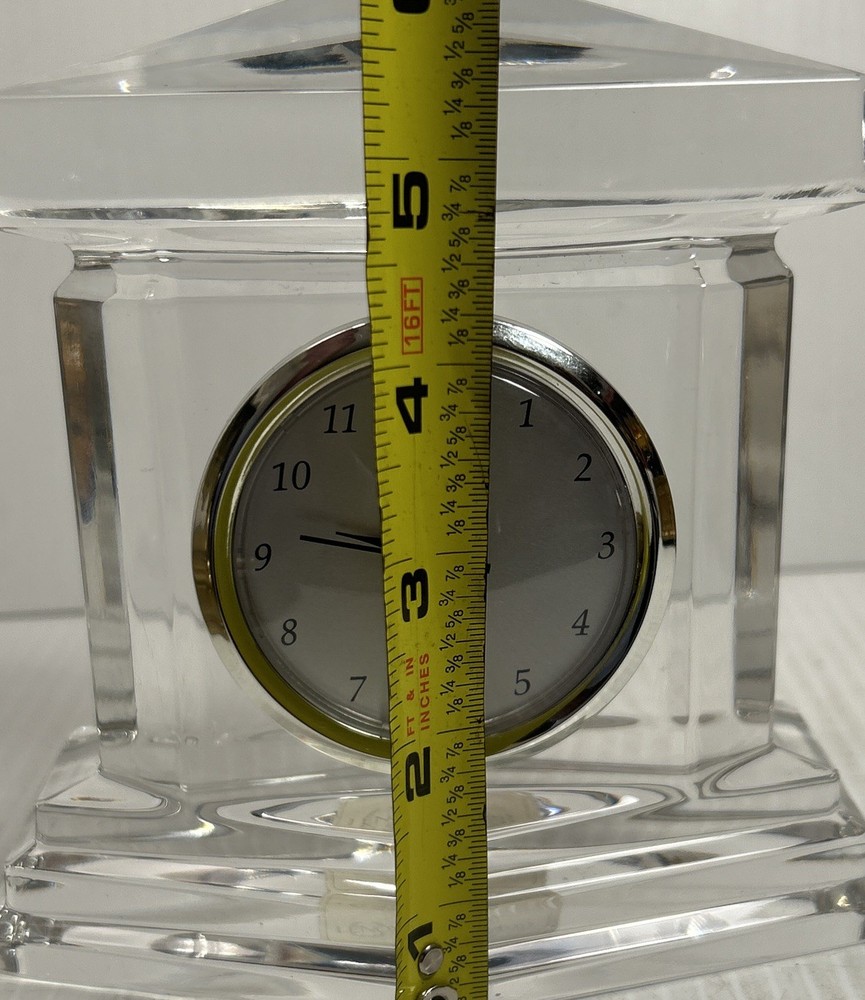 Desk Clock Lenox Glass Executive Solid Heavy Office Decor