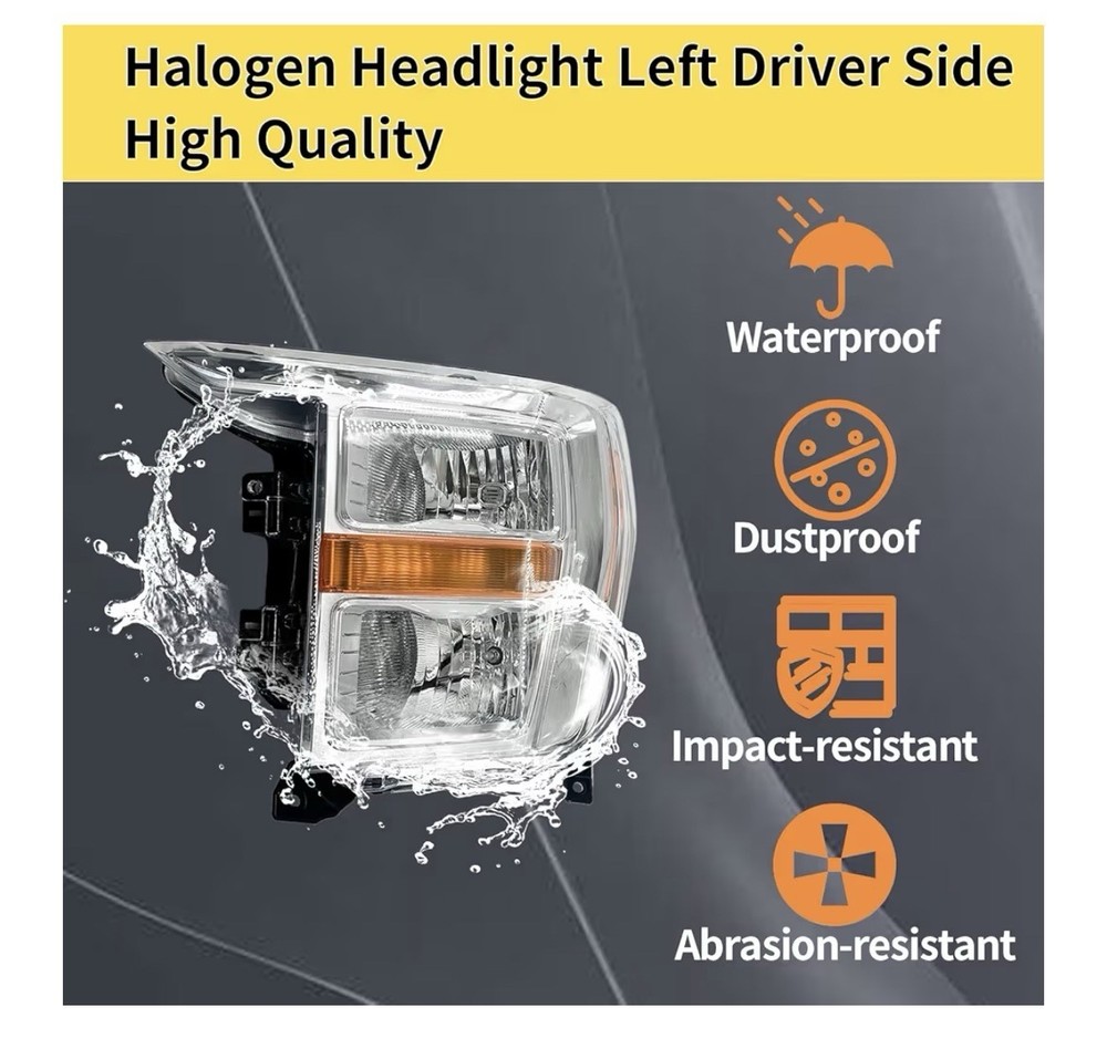 Halogen Headlight Left Driver Side Compatible with 2021 - 2023 Ford F150