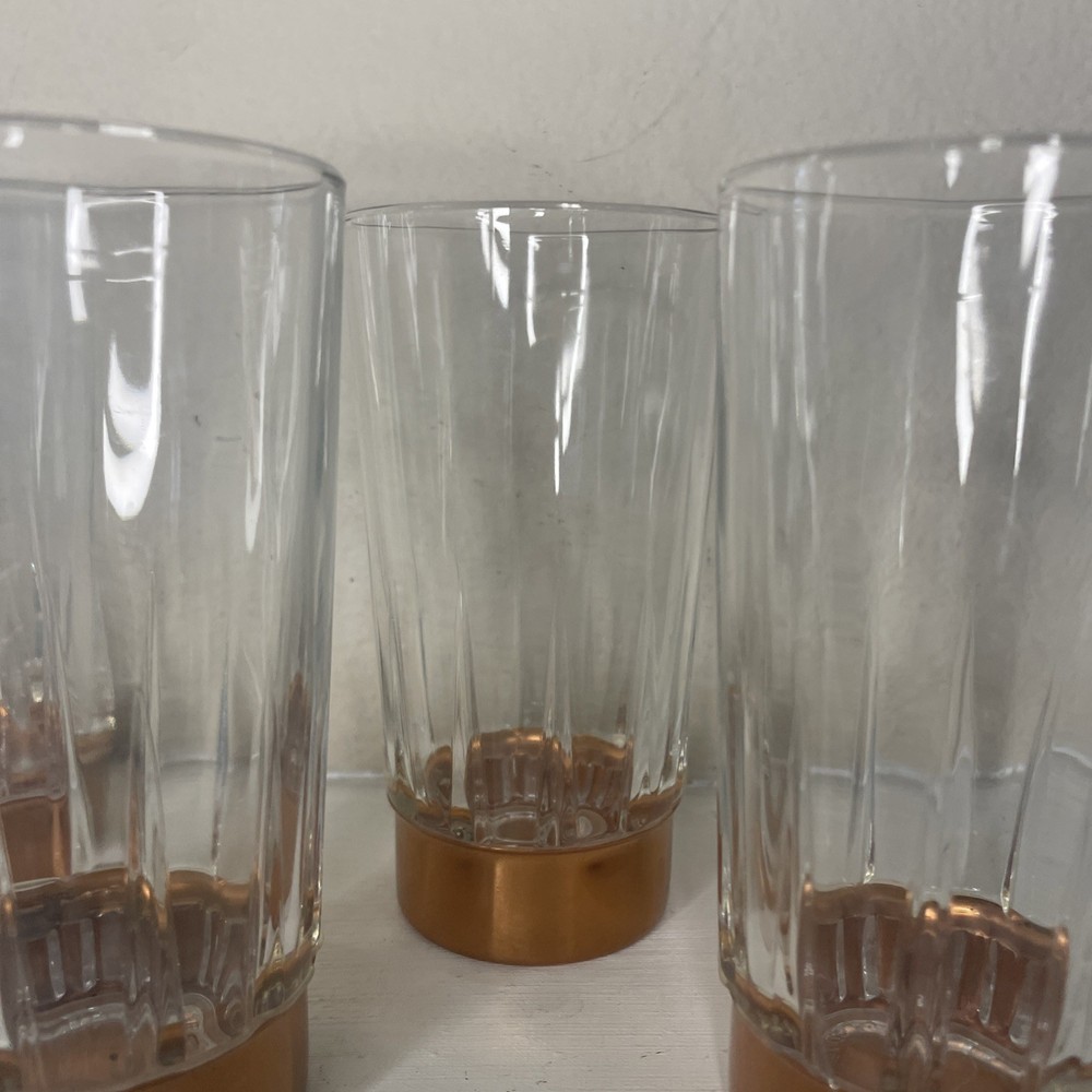 Coppercraft Guild Arcoroc Copper Bottom Drinking Glasses 4