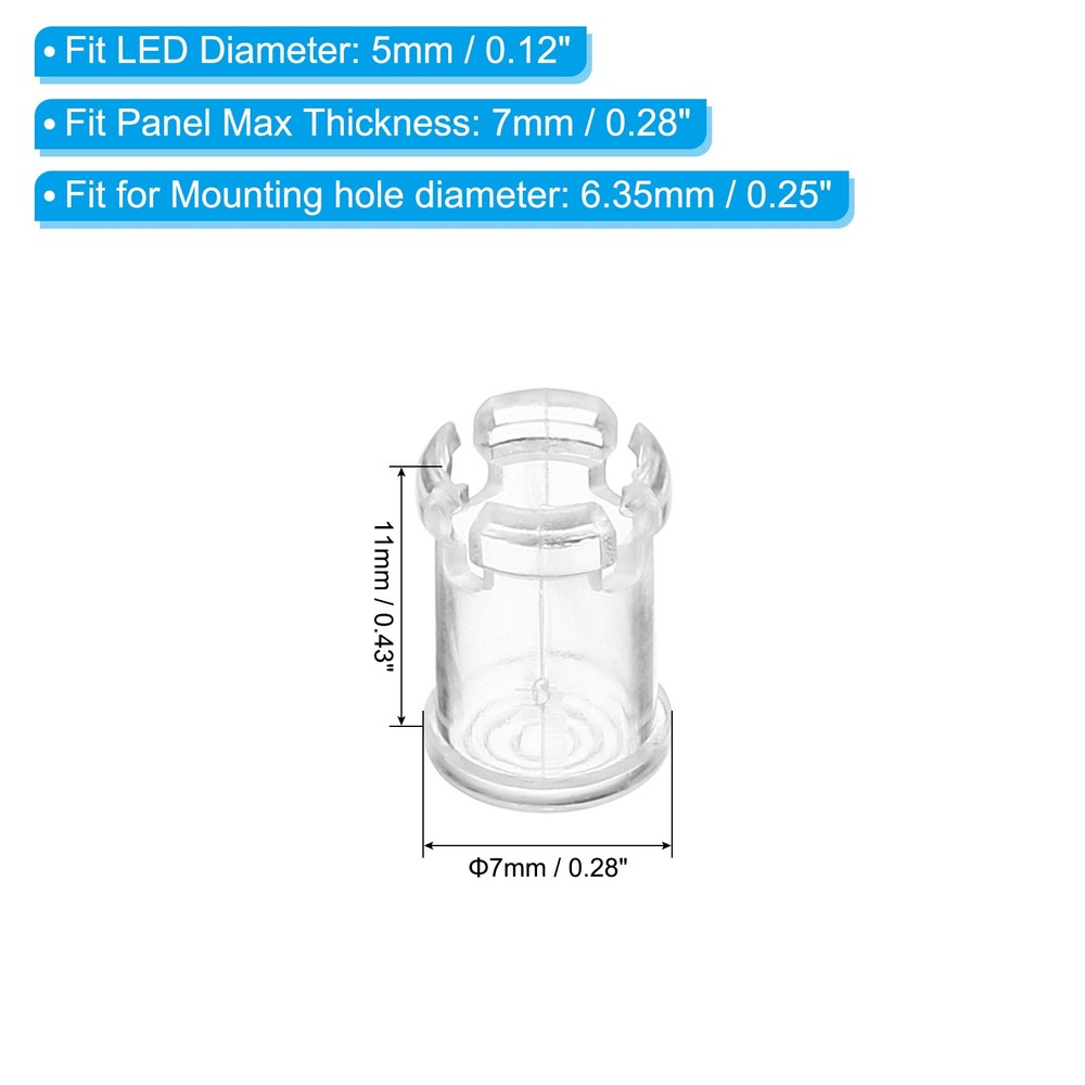 20 Pack - 5mm Clear Light-Emitting Diode Holder Clip LED Lamp Socket Bulb Cap