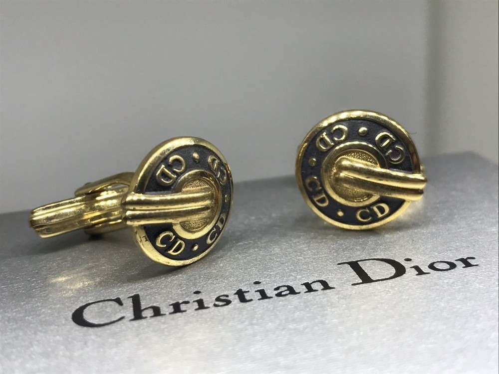 Dior Cd Oval Black Gold Cufflinks