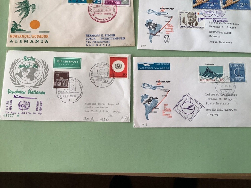 Airmail flight cover mixed world 9 items Ref A1469