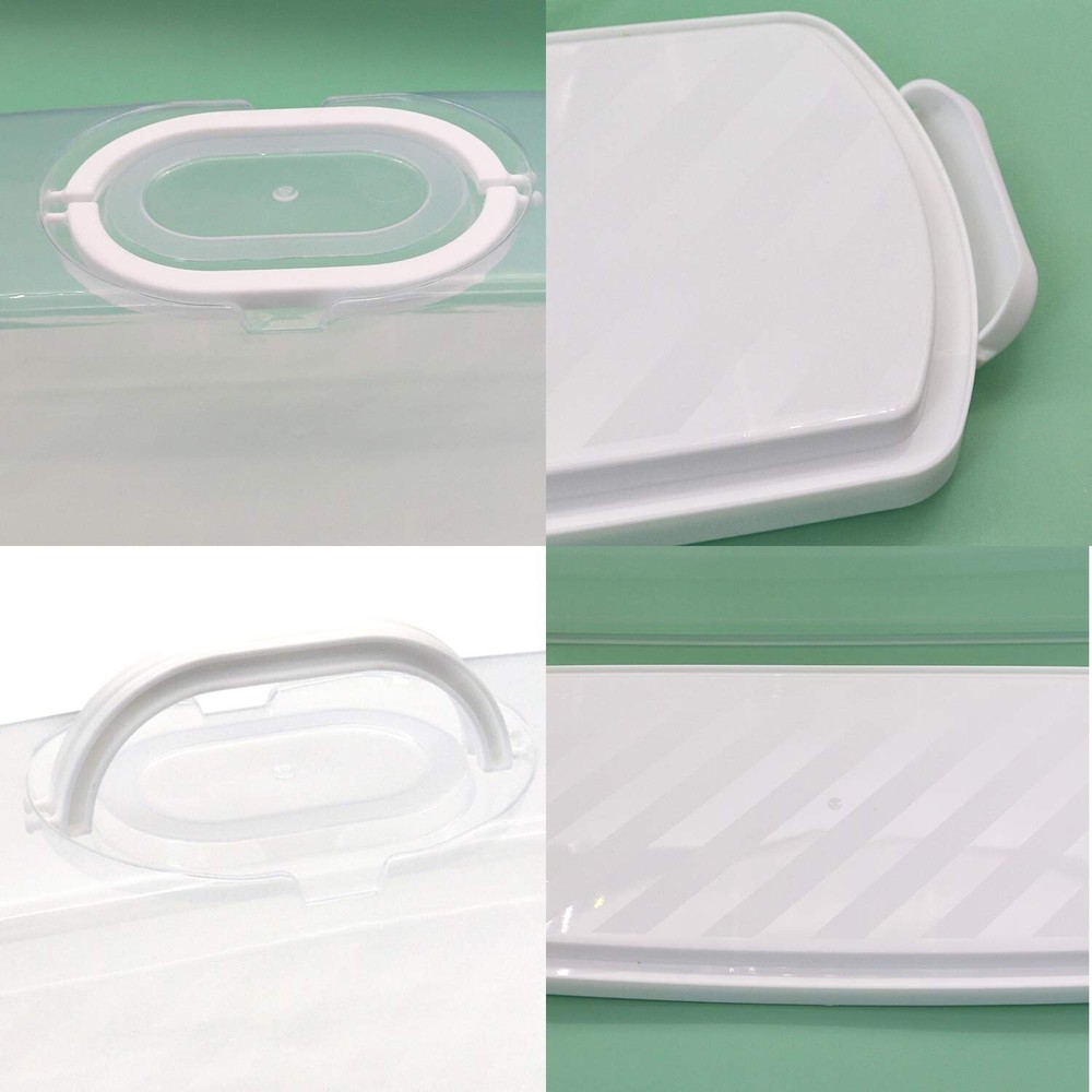 FEOOWV Portable Plastic Rectangular Loaf Bread Box with Transparent Lid, Brea...