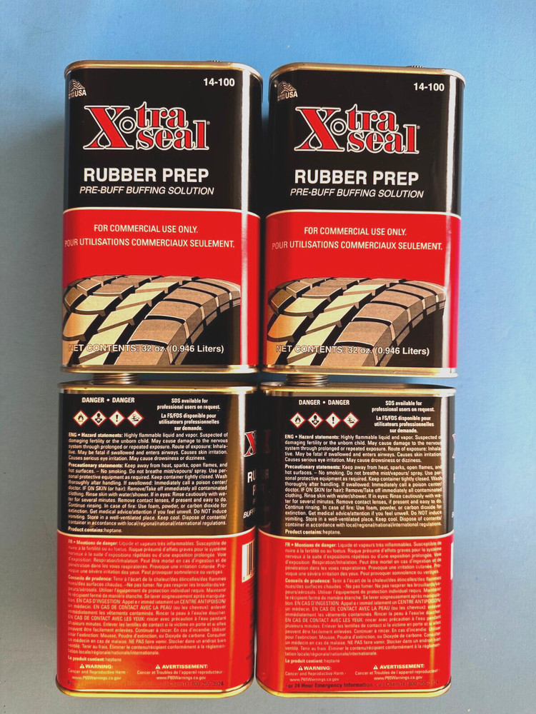 Xtra Seal 14-100 Rubber Prep Pre-Buff Buffering Solution 32oz (4PACK)