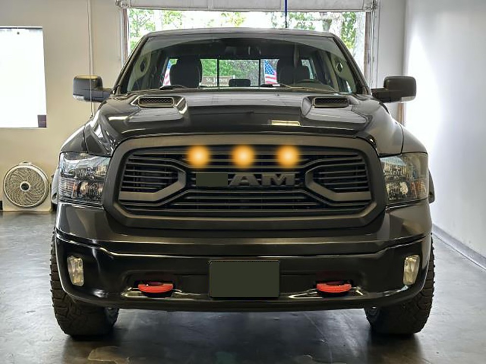 Front Grille For 2013-2018 Dodge Ram 1500 Upper Grill Matte Black W/Letter W/LED
