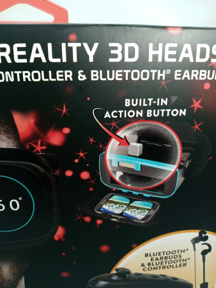 Utopia ReTrak 360 Degree 3D VR Headset Bundle Bluetooth Earbuds & Controller NIB