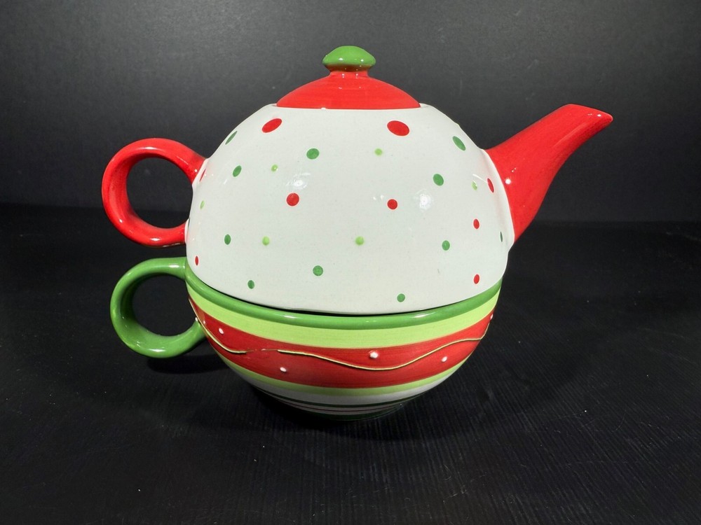 Ganz Stackable Holiday Snowman Teacup and Teapot