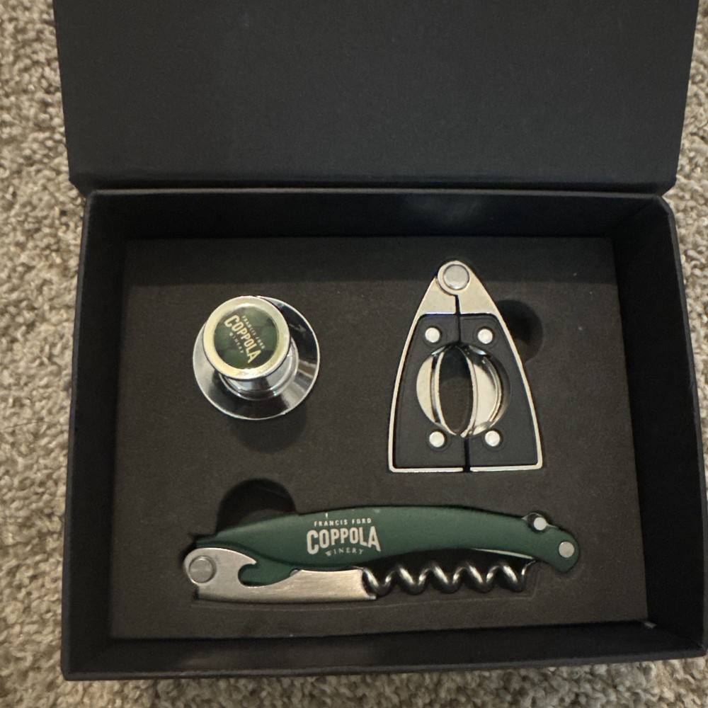 Open Box FrancisFord Wine Bottle Set ~ Opener ~ Corkscrew Stopper ~ Cutter Set