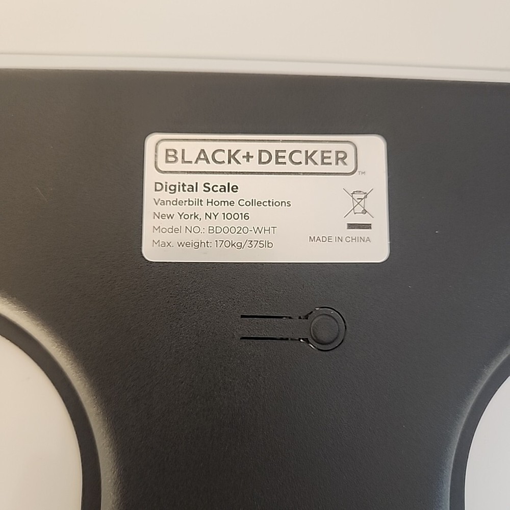 WHITE & DECKER Super Slim Digital Bath Weight Scale, LCD Display, 375lb Max