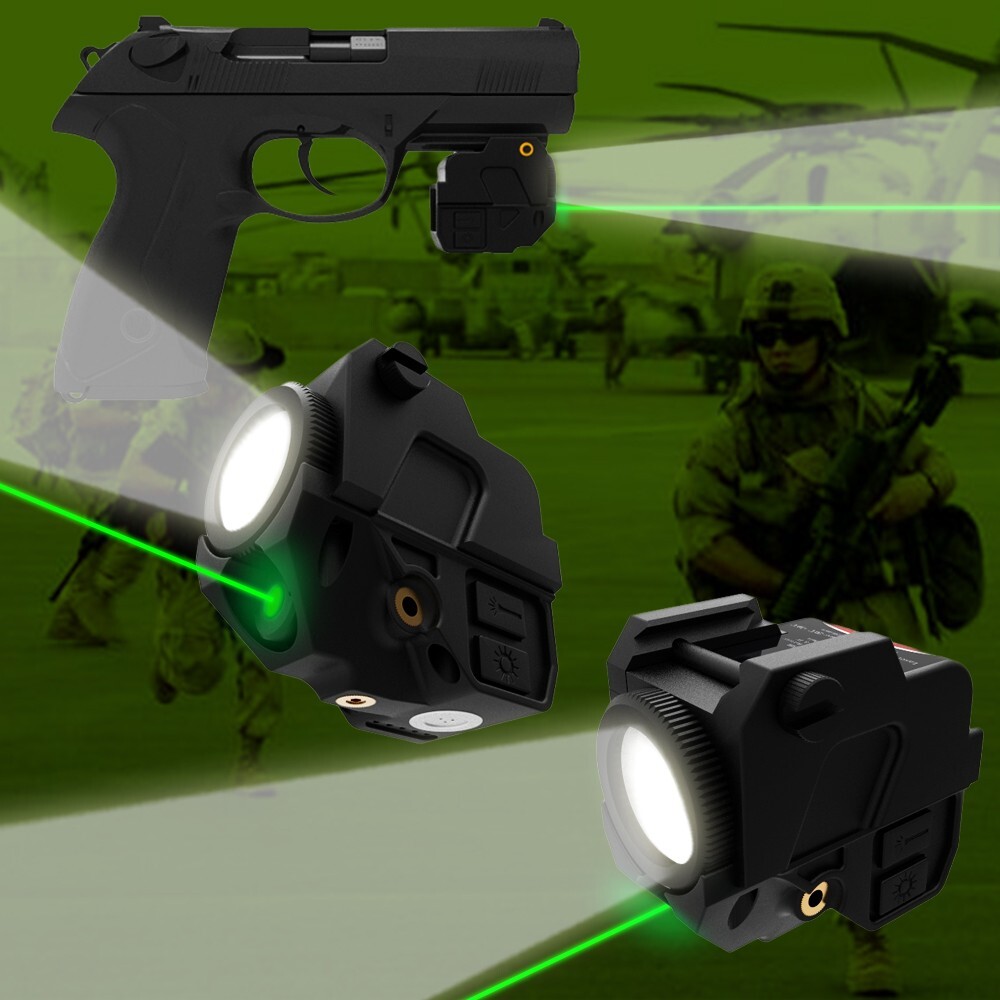Laspur Compact Green/Red Laser Sight Flashlight Light Combo Rechargeable Battery