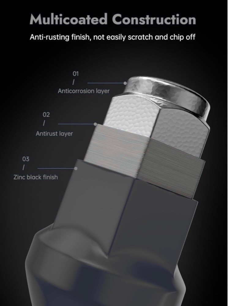 16 Bulge Lug Nuts 2009-2026 Yamaha YFZ 450R YFZ450R ATV Wheel Rim Nut Black