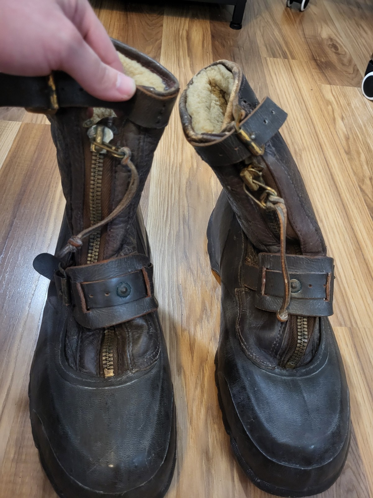 WWII WW2 Sheepskin Leather US AF Army Air Force AN-T-35 Pants & A6 Flight Boots