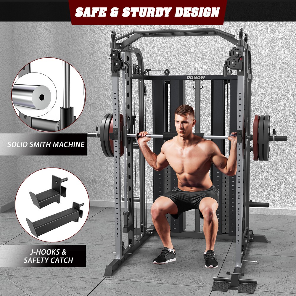 Smith Machine with 160kg Weight Stacks Power Cage Rack Cable Crossover Machine