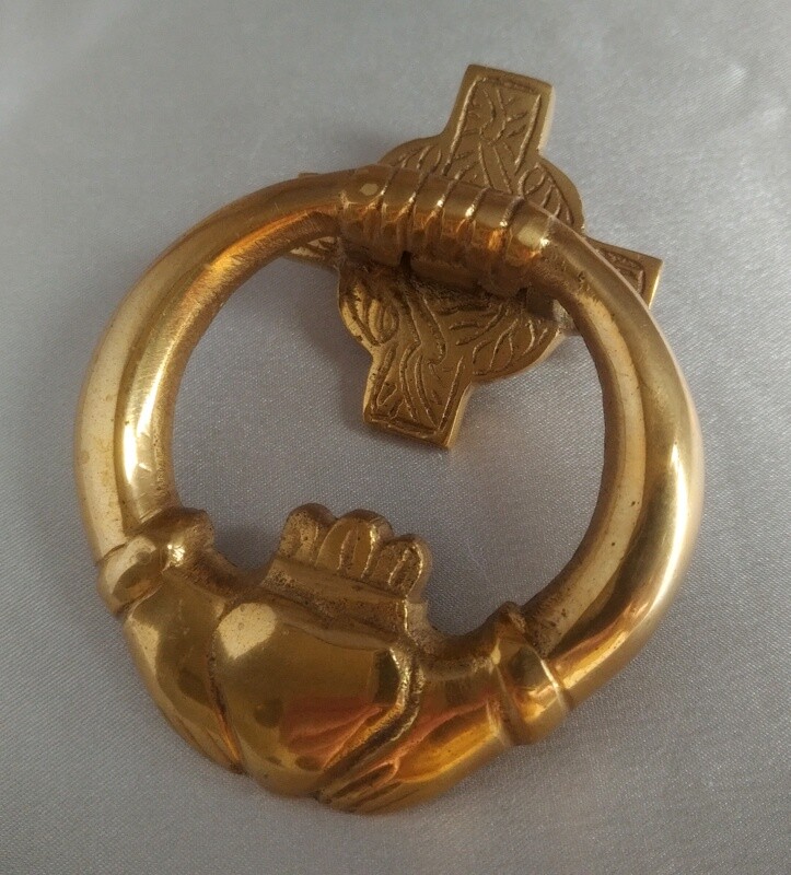 Claddagh Solid Brass Small Celtic Door Knocker (no hardware, never installed)