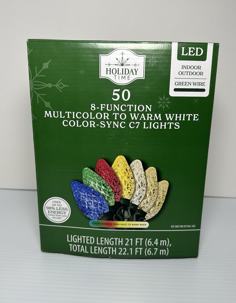 Holiday Time 50-Count 8-Function Multicolor to Warm White Color-Sync LED C7