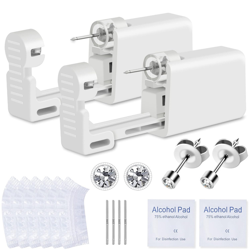 Ear Piercing Kit, Anzero 2 Pcs Disposable Ear Piercing Gun with Preloaded Ear St