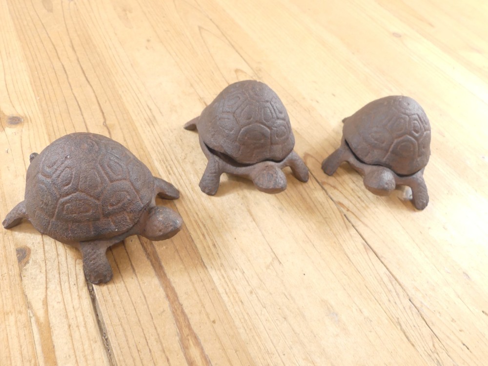 3 Turtle Hide A Key Hider Box Rustic Cast Iron Garden Decoration Figure Tortoise