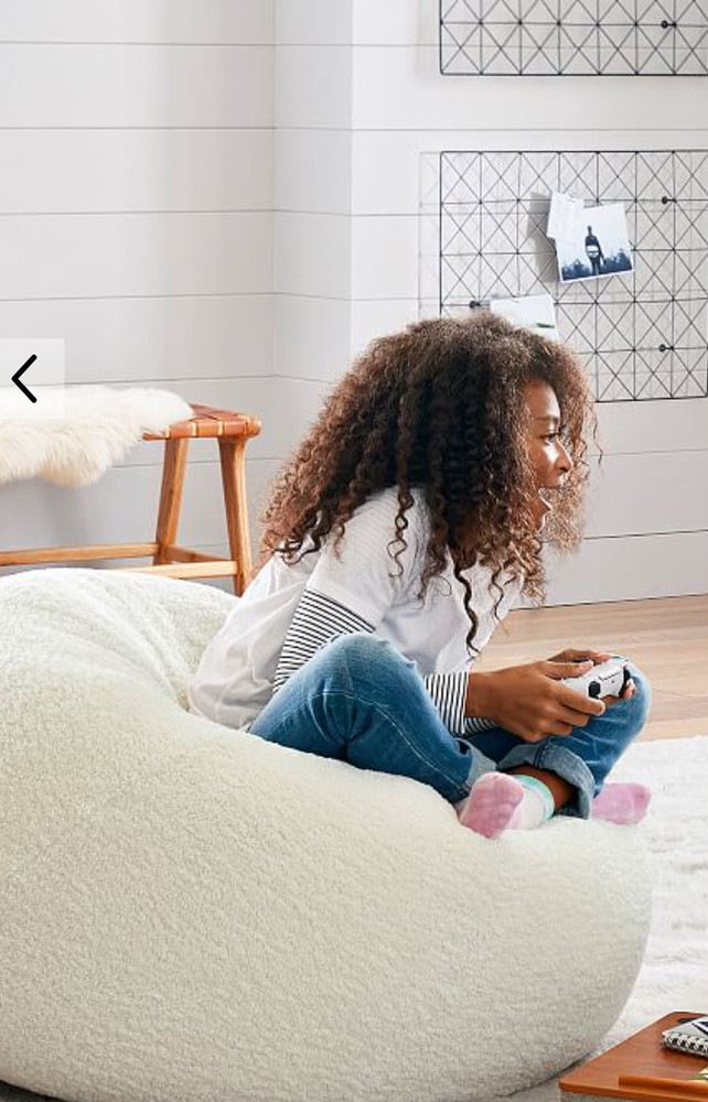 Pottery Barn Teen Teddy Bear Faux Fur Bean Bag Slipcover Only Lg Ivory NEW $169