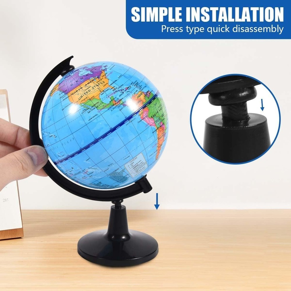 WORLD GLOBE EARTH Map Rotating Geography Ocean Classroom Learning Desktop 6