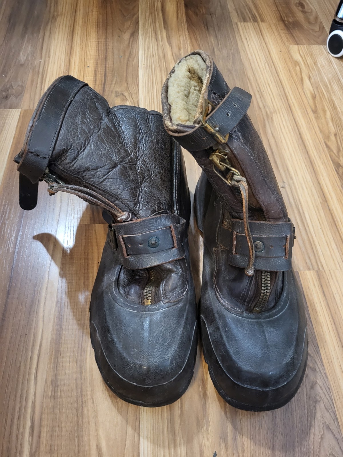 WWII WW2 Sheepskin Leather US AF Army Air Force AN-T-35 Pants & A6 Flight Boots