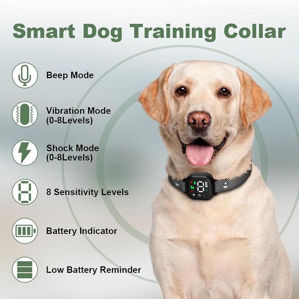 Dog Bark Collar, Smart Dog Training Collar with 8 Adjustable Sensitivity