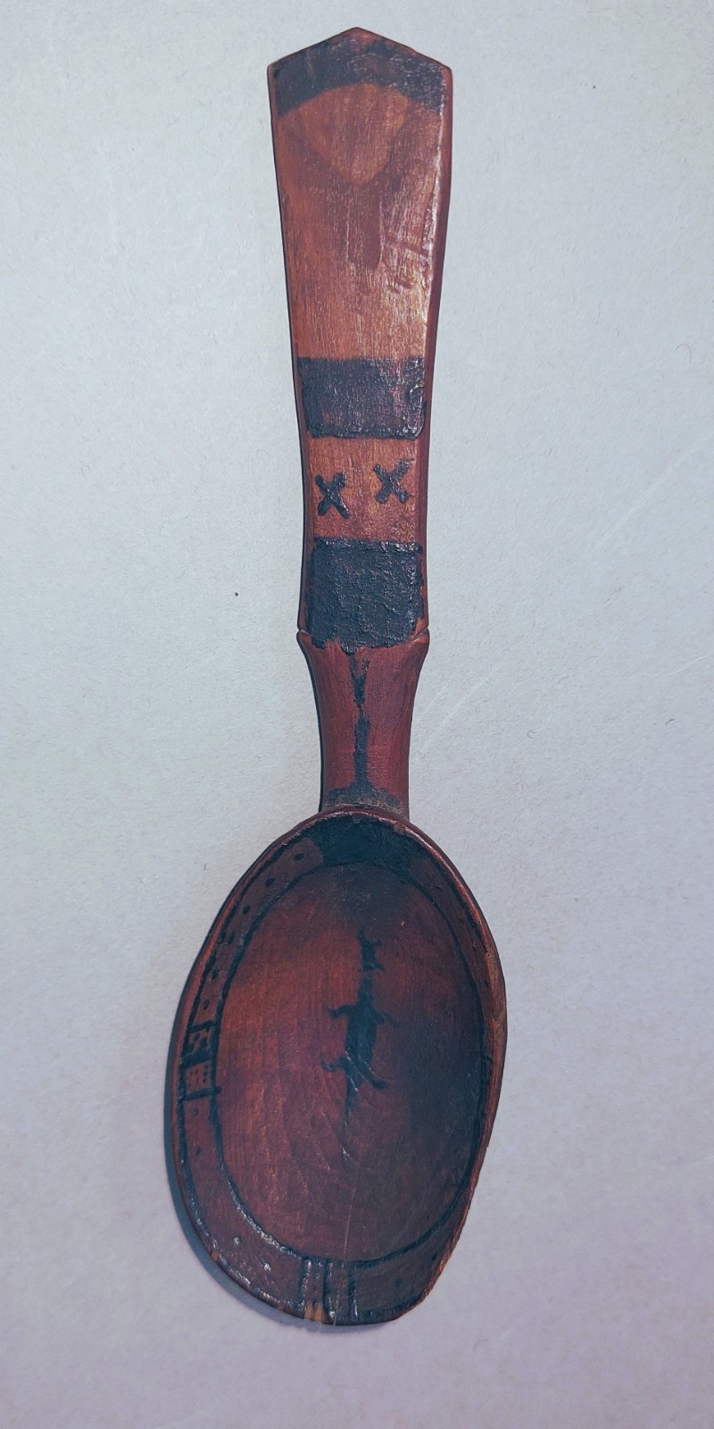 19th C. Northwest Coast Yup'ik spoon with the figure of a serpent in bowl