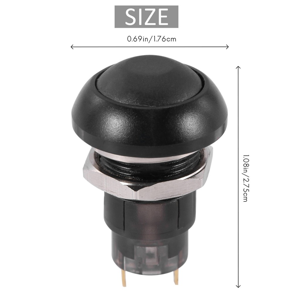 Latching 12mm Push Button SPST 2A IP67, Black B4O34934