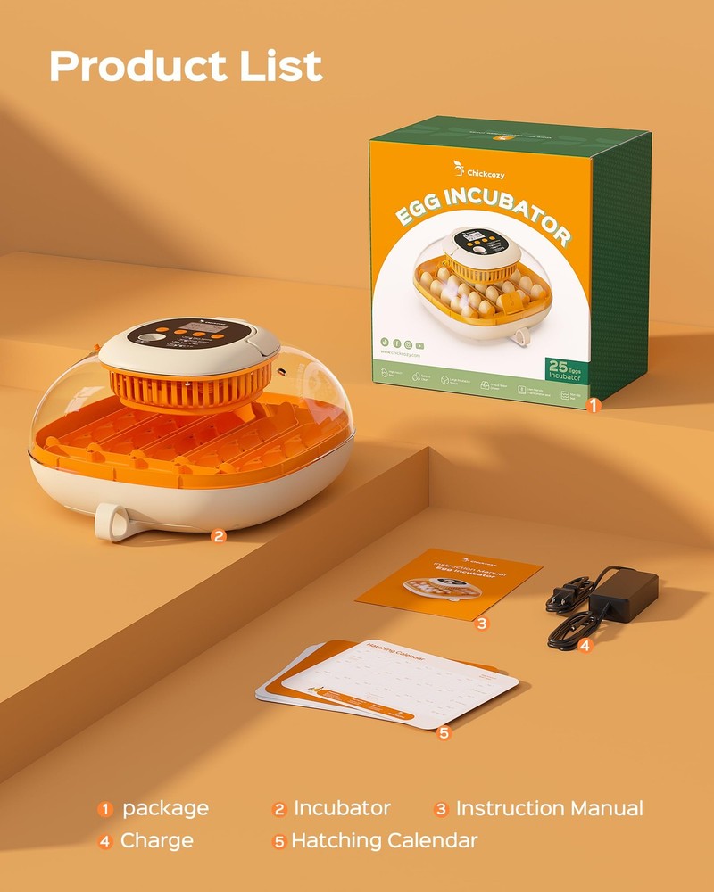 Egg Incubator Automatic 25 Chickcozy 360 View Thermometer Humidity Control Seat