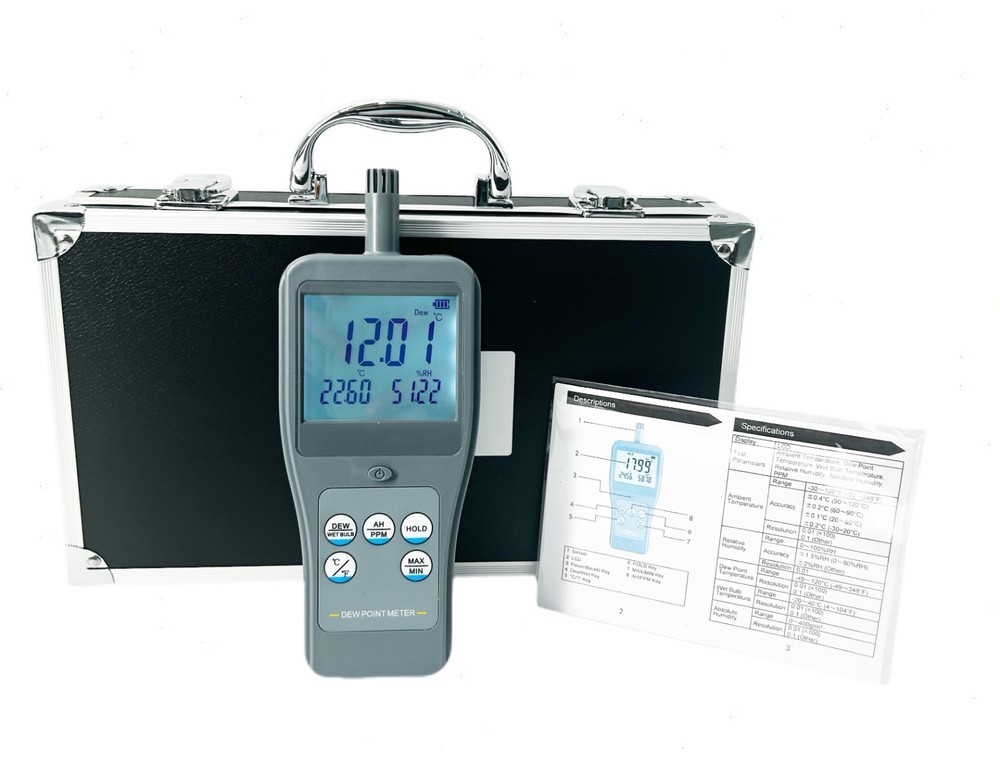 Digital Humidity Temperature Dew Point Meter with PPM Range 0~50000 Resolution 1