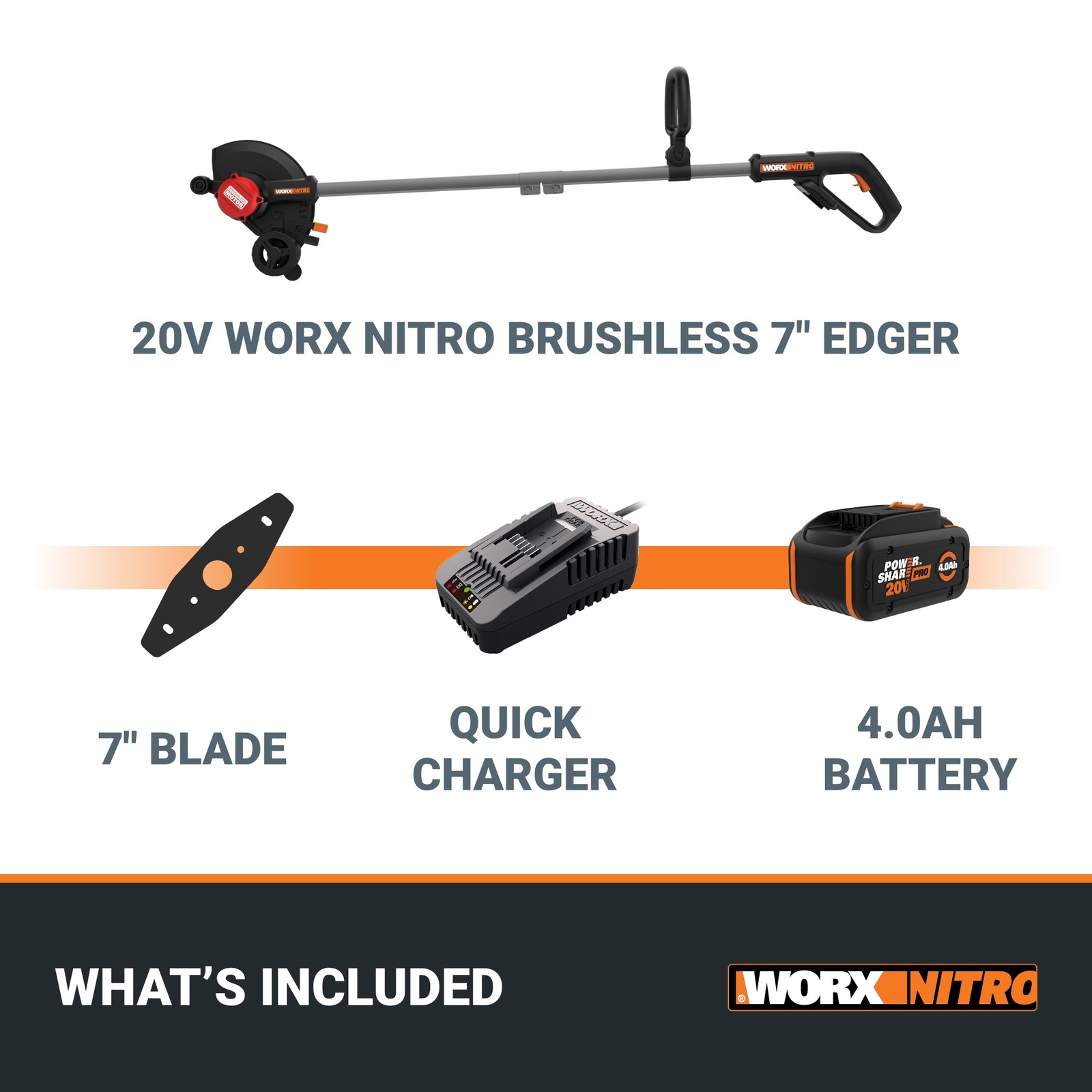 Worx Nitro 20V Brushless 7" Cordless Edger-SU (WG898-SU)