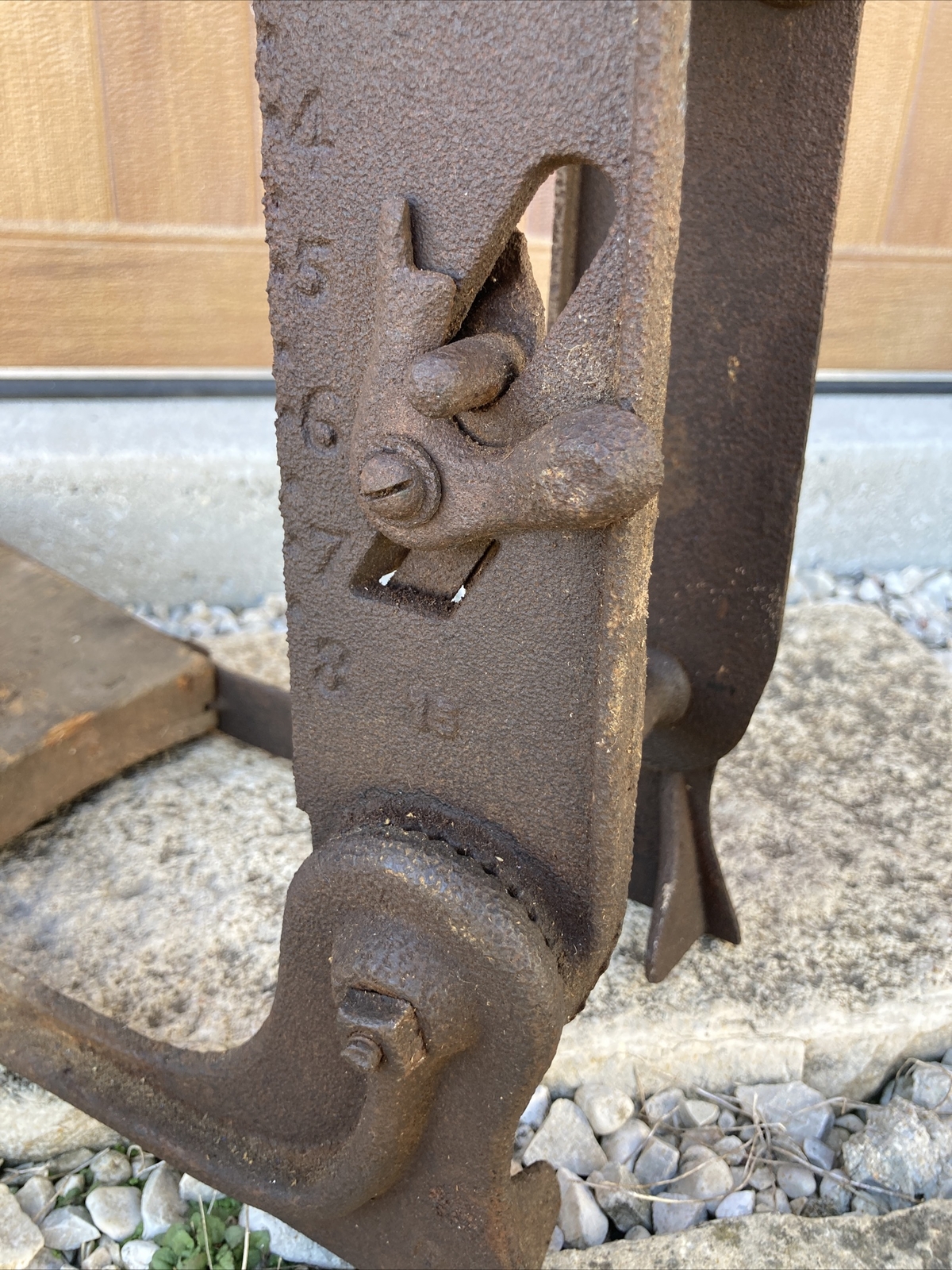 Antique Buckeye Boss Barn Beam Auger Drill Wood Cast Iron Anderson Indiana