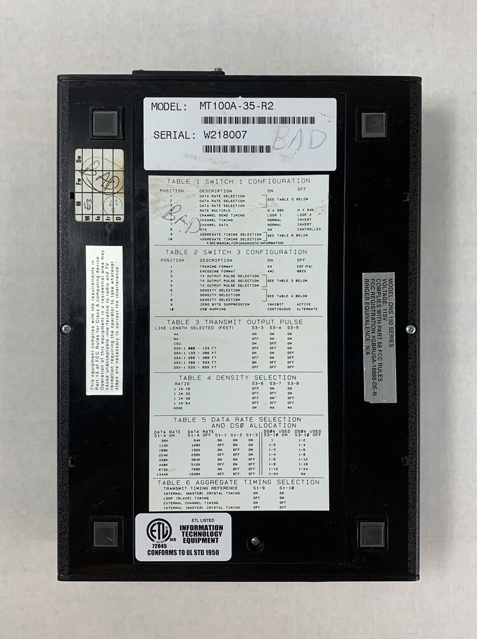 Black Box MT100A-35-R2 T1 CSU/DSU Modem